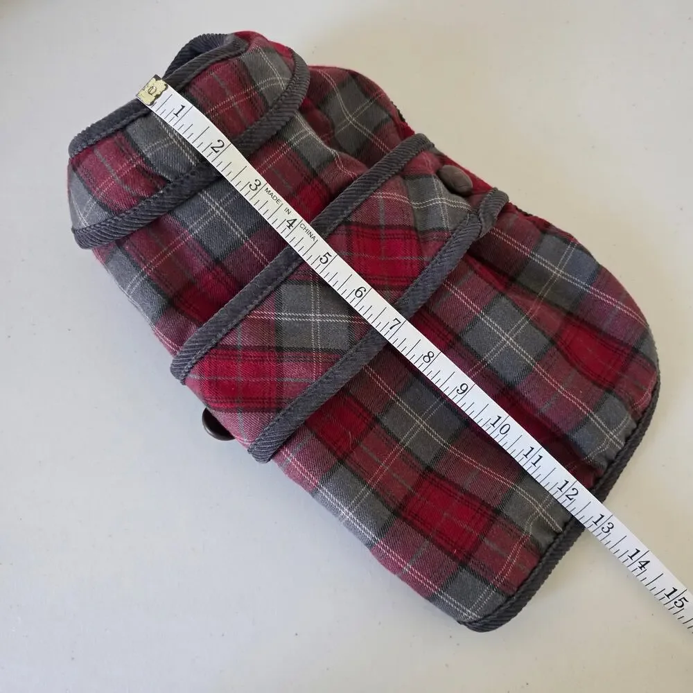 WAG n WOOF Red Gray Plaid Dog Coat Jacket with Fleece Lining Size Small